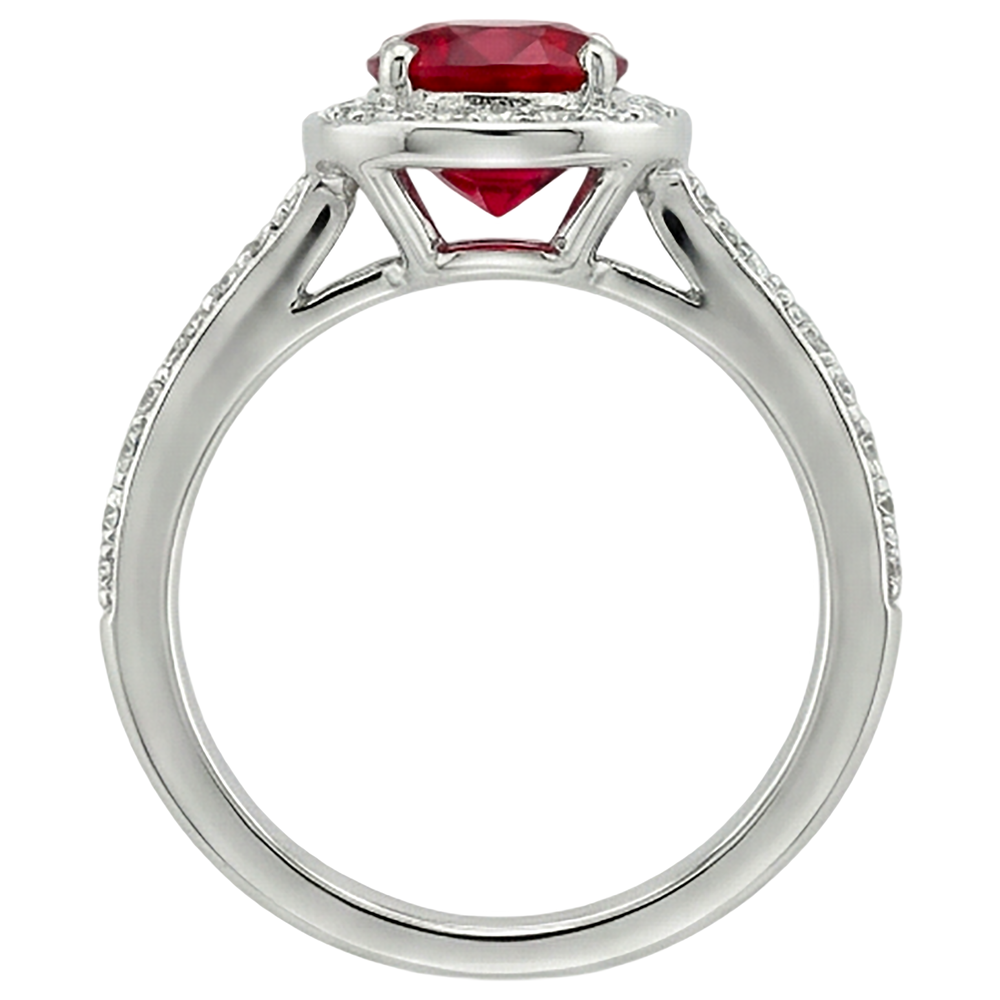 Natural Real ( Not Lab Grown ) 2.50 Carats Red And White Round Ruby Ring Jewelry White Gold 14K