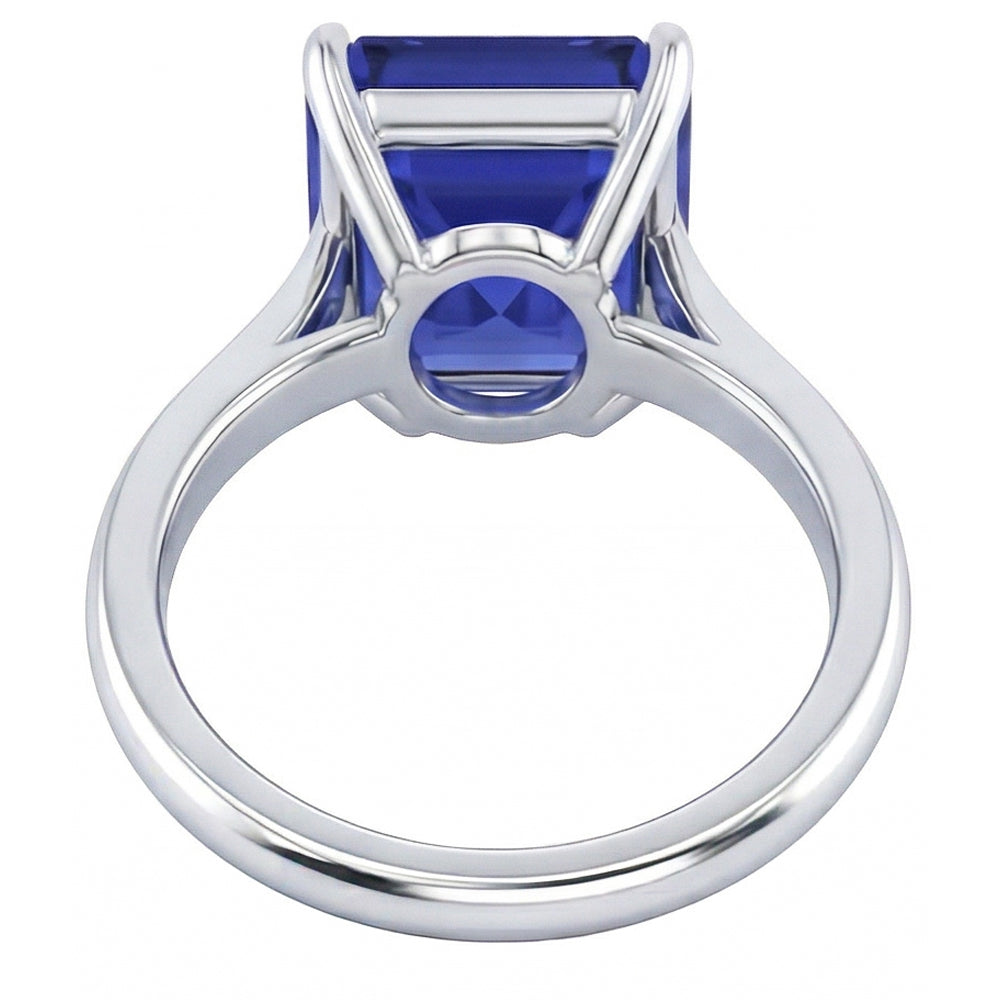 Natural Real ( Not Lab Grown ) 2.50 Carats Solitaire Gemstone Ring Asscher Ceylon Sapphire Gold 14K