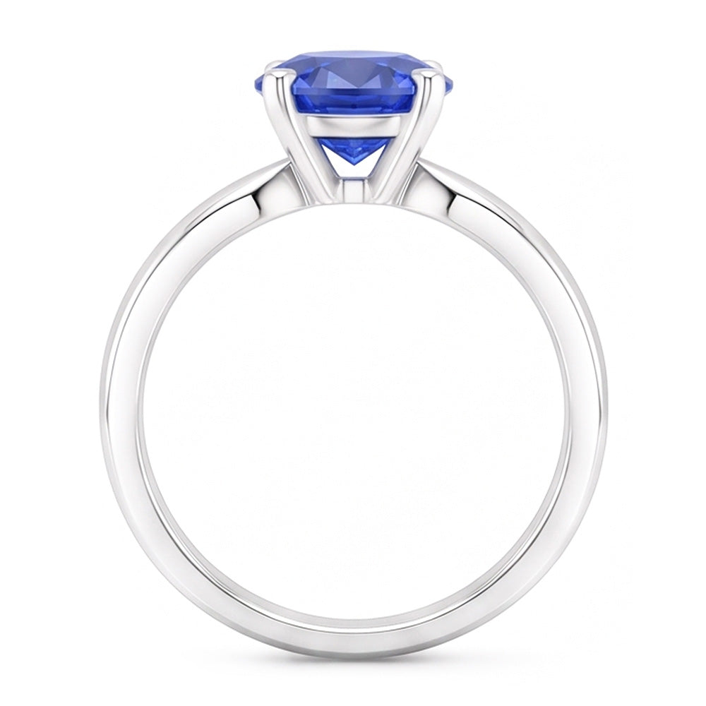 Natural Real ( Not Lab Grown ) 2 Carat Round Sapphire Engagement Ring