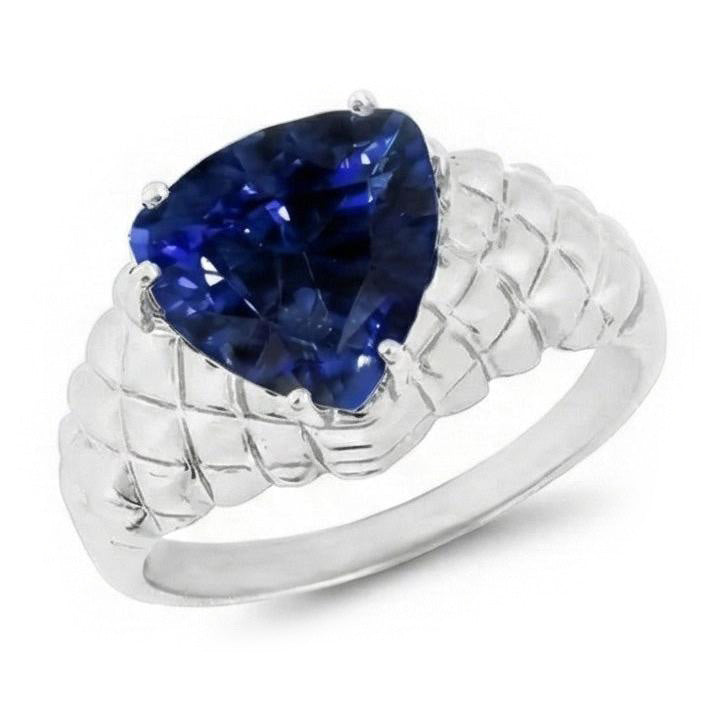 Natural Real ( Not Lab Grown ) 2 Carats Gemstone Jewelry Trillion Sapphire Ring Antique Style