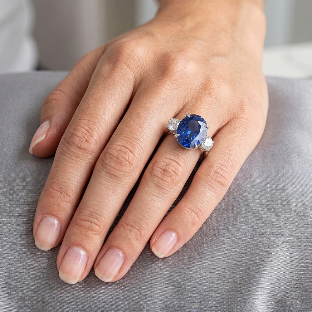 Natural Real ( Not Lab Grown ) 5 Ct Sapphire Anniversary Ring