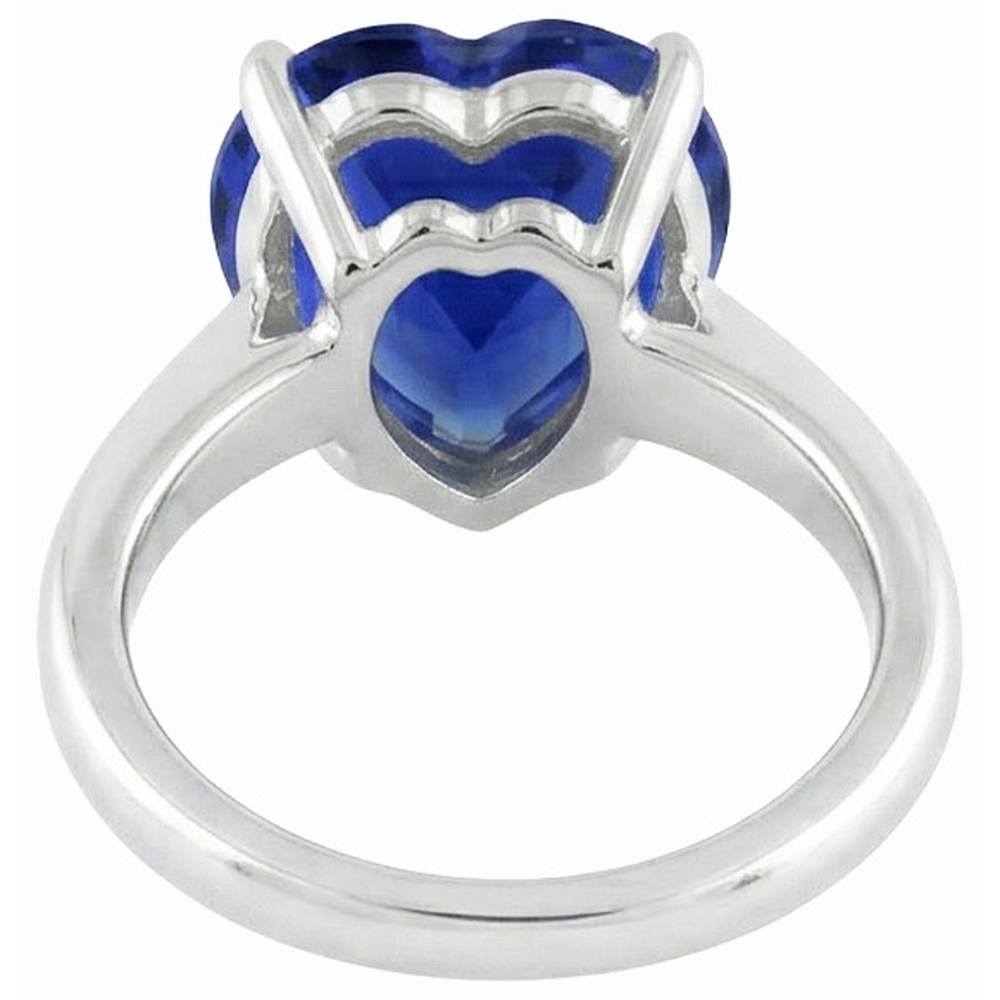 Natural Real ( Not Lab Grown ) Blue Sapphire Solitaire Heart Shaped Ring 2 Carats 14K Gold