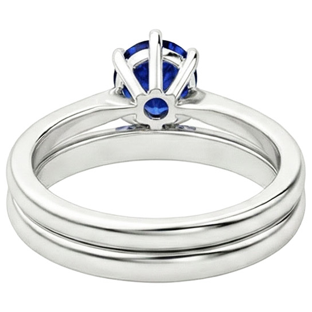 Natural Real ( Not Lab Grown ) Blue Sapphire Wedding Ring Set Solitaire Pear Cut Sri Lankan 2 Carats