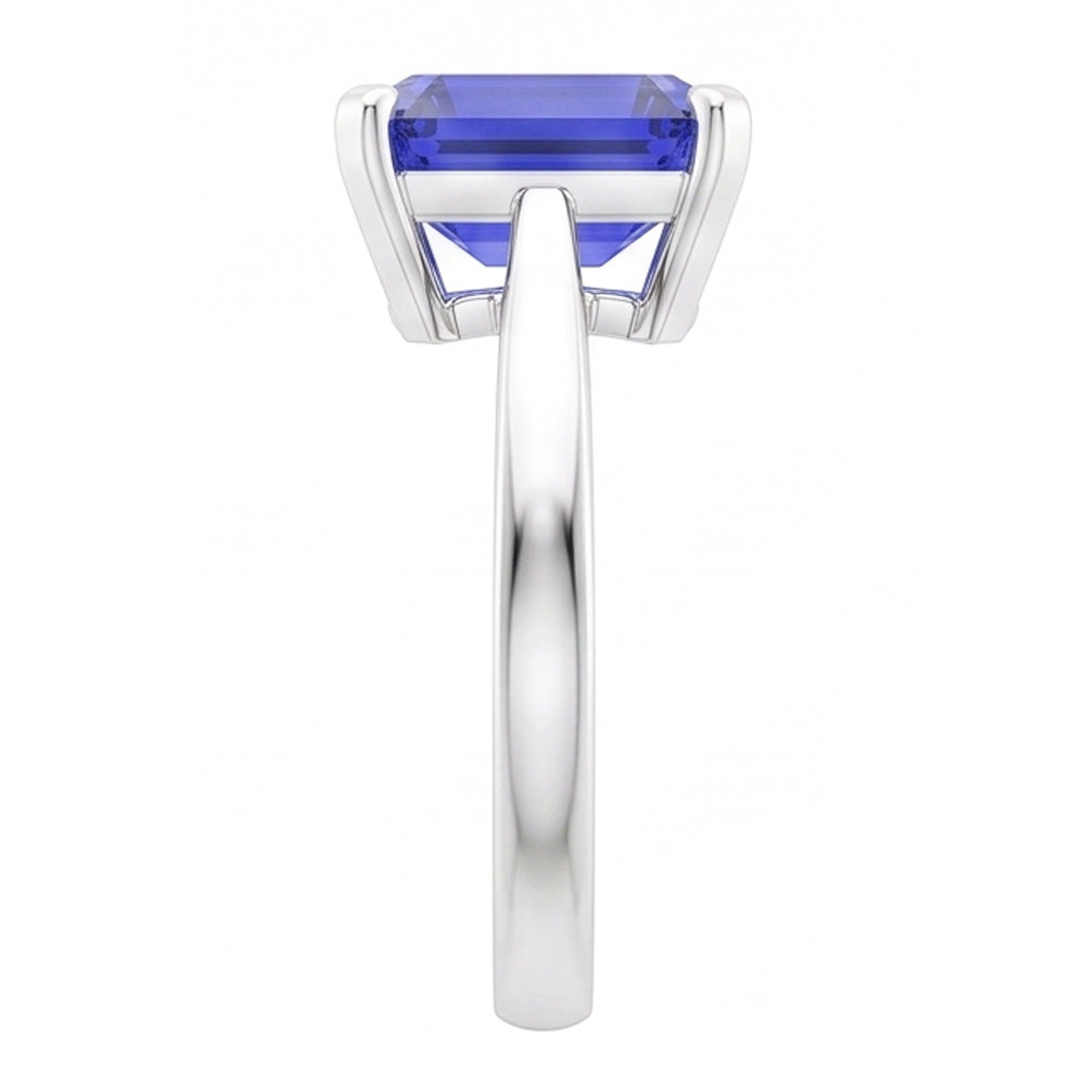 Natural Real ( Not Lab Grown ) Cathedral Setting Ceylon Sapphire Solitaire Emerald Shaped Ring