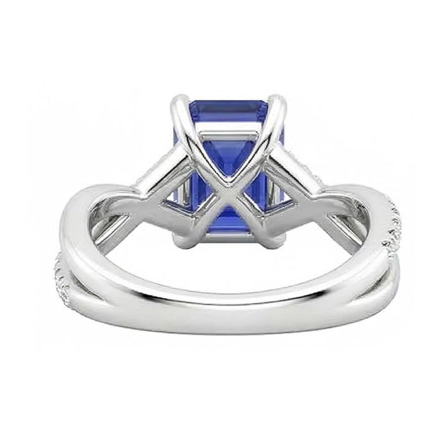 Natural Real ( Not Lab Grown ) Ceylon Sapphire Gemstone Ring Emerald Twisted Style 3.50 Carats