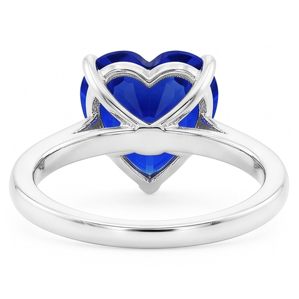 Natural Real ( Not Lab Grown ) Ceylon Sapphire Solitaire Ring Heart Cut White Gold 2.50 Carats