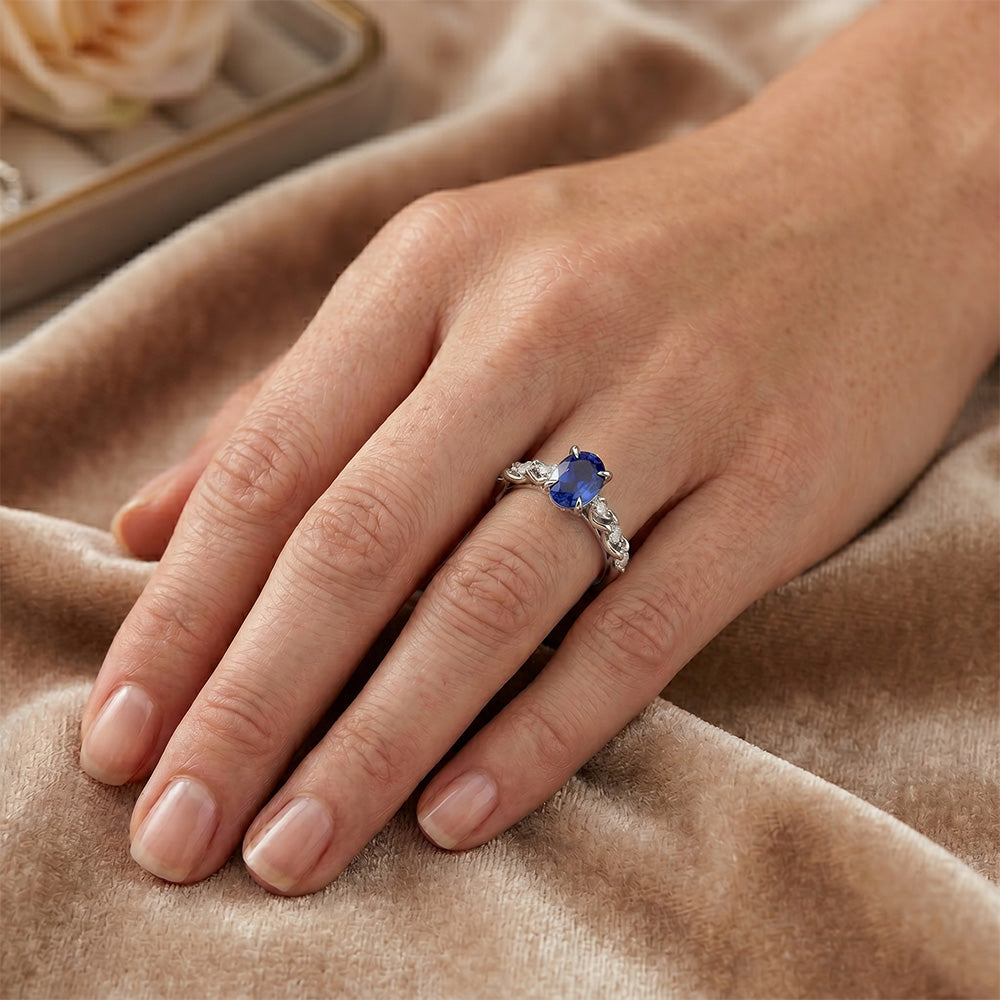 Natural Real ( Not Lab Grown ) Cornflower Sapphire Anniversary Ring