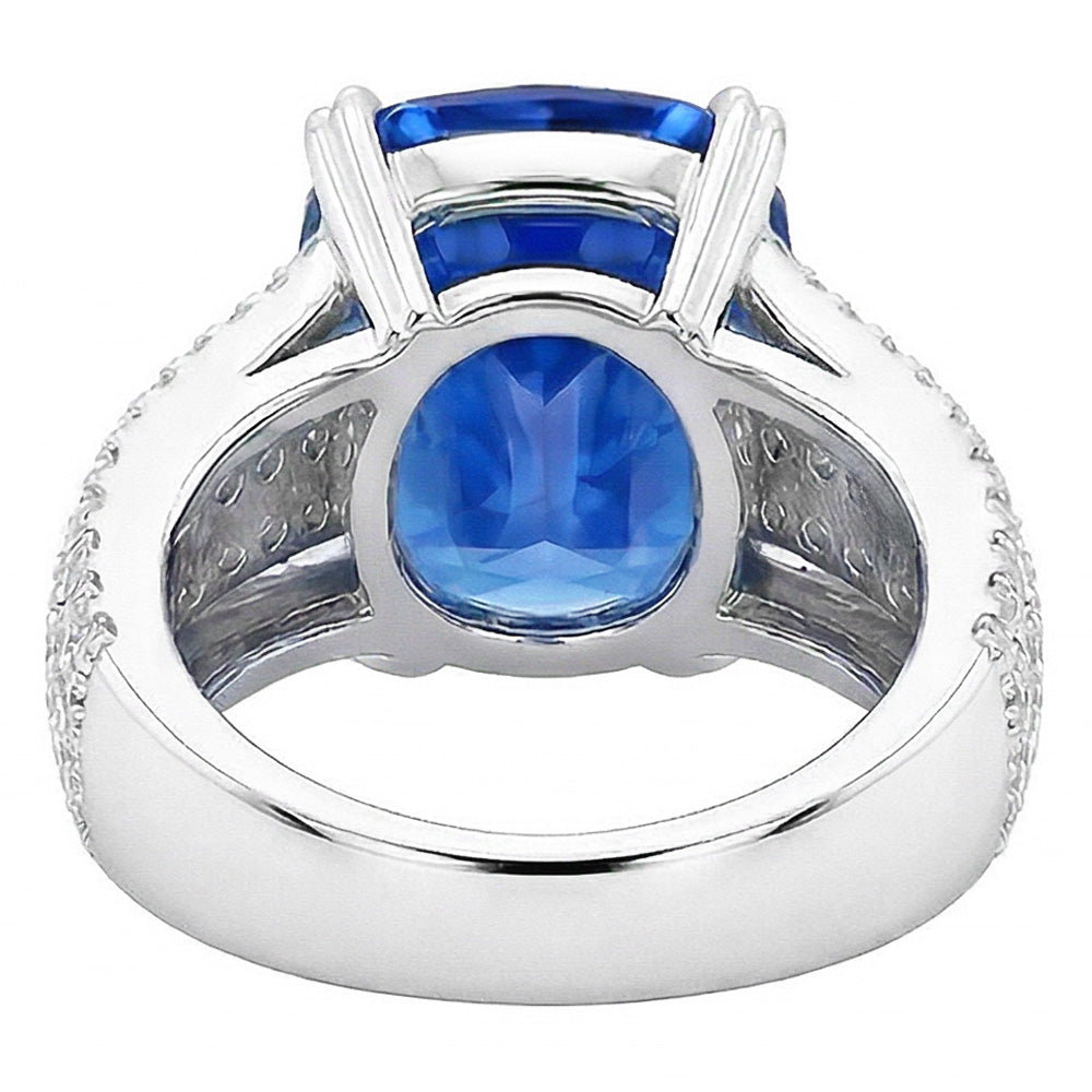 Natural Real ( Not Lab Grown ) Cushion Cut Sapphire Wedding Ring