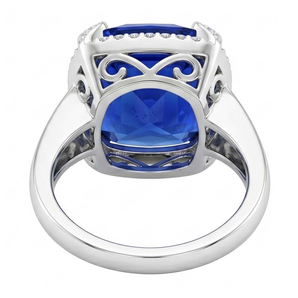 Natural Real ( Not Lab Grown ) Cushion Sapphire 7 Carat Engagement Ring