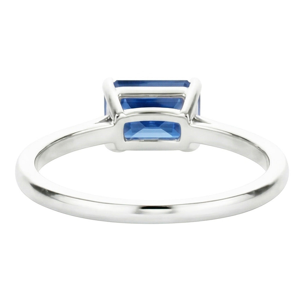 Natural Real ( Not Lab Grown ) Eagle Claw Prongs Radiant Solitaire Ring Light Blue Sapphire Gold 14K