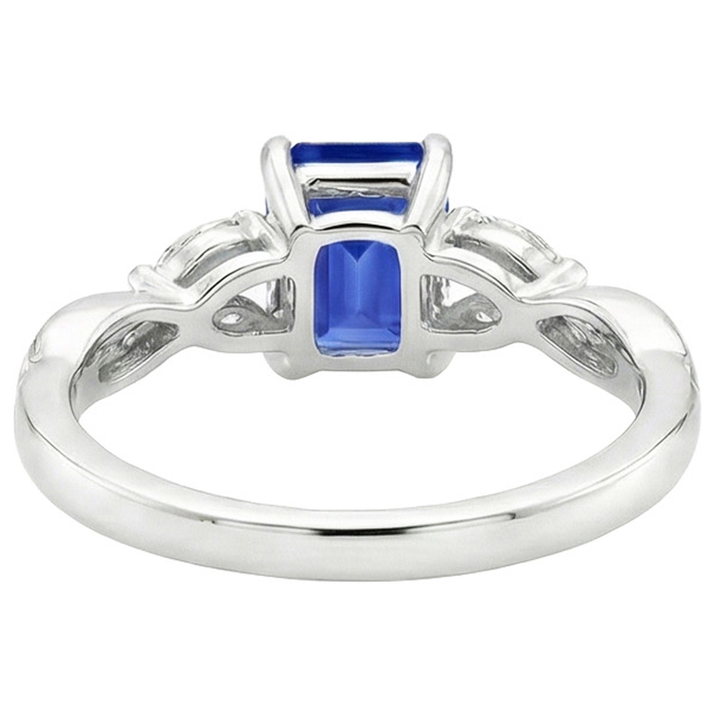 Natural Real ( Not Lab Grown ) Emerald Cut Sapphire Women's Ring