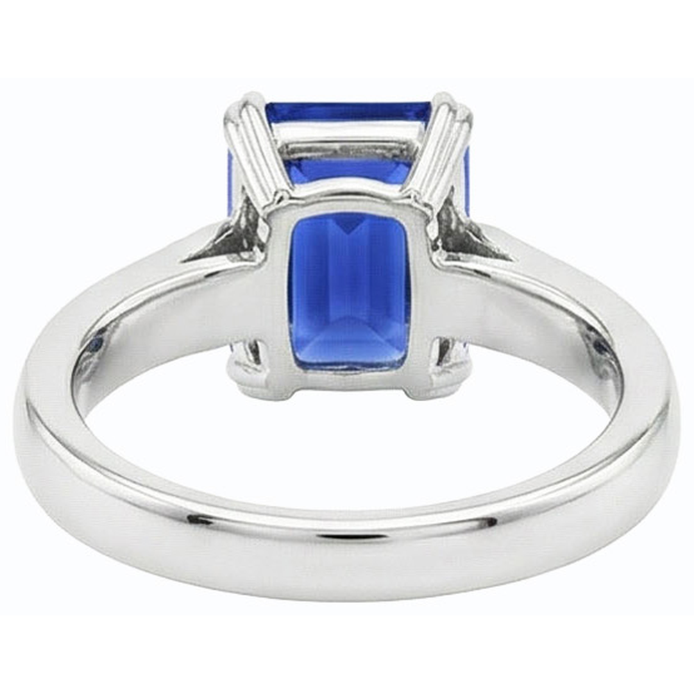 Natural Real ( Not Lab Grown ) Emerald Solitaire Blue Sapphire Ring 3 Carats Prong Set