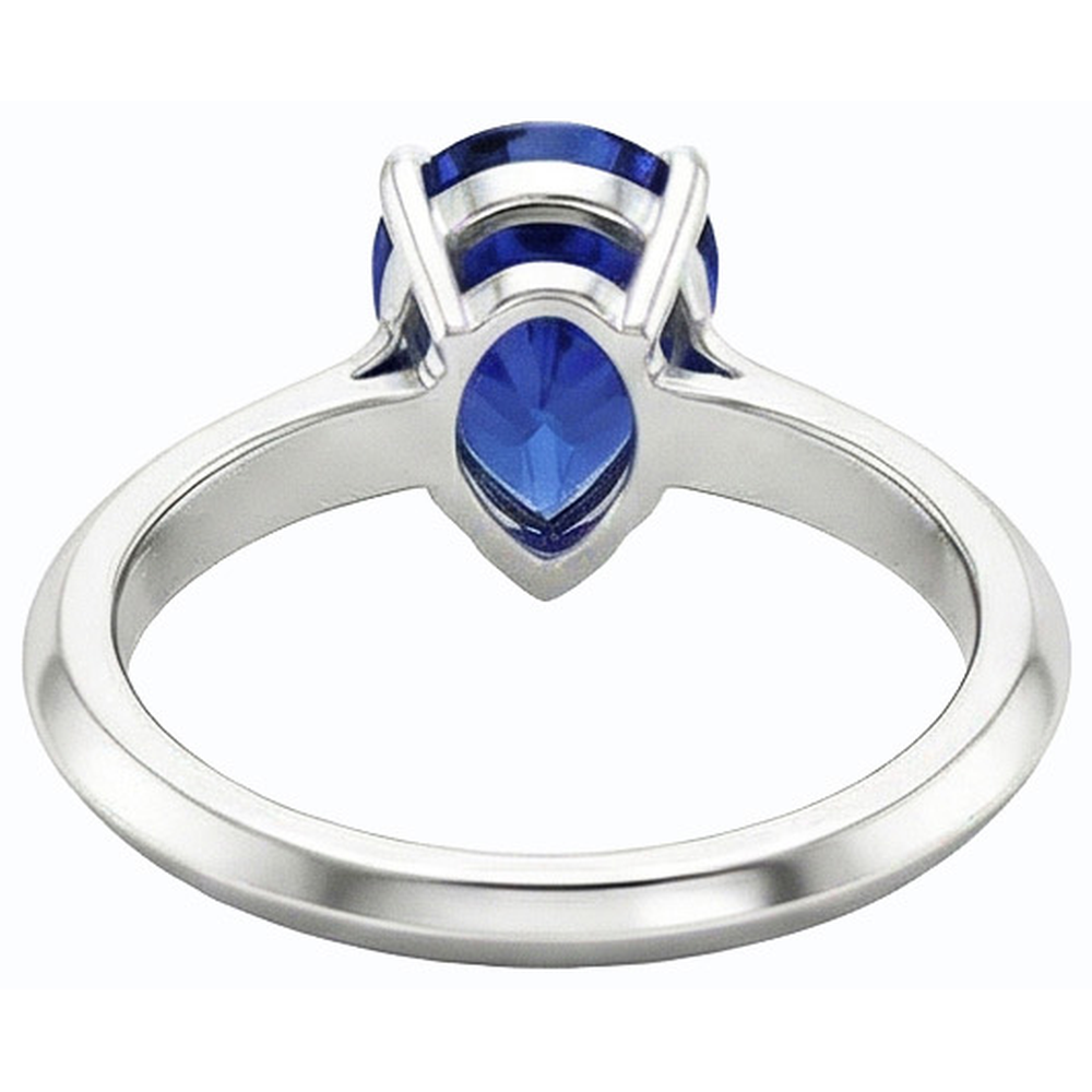 Natural Real ( Not Lab Grown ) Engagement Solitaire Ring Pear Cut Sri Lankan Sapphire 2 Carats