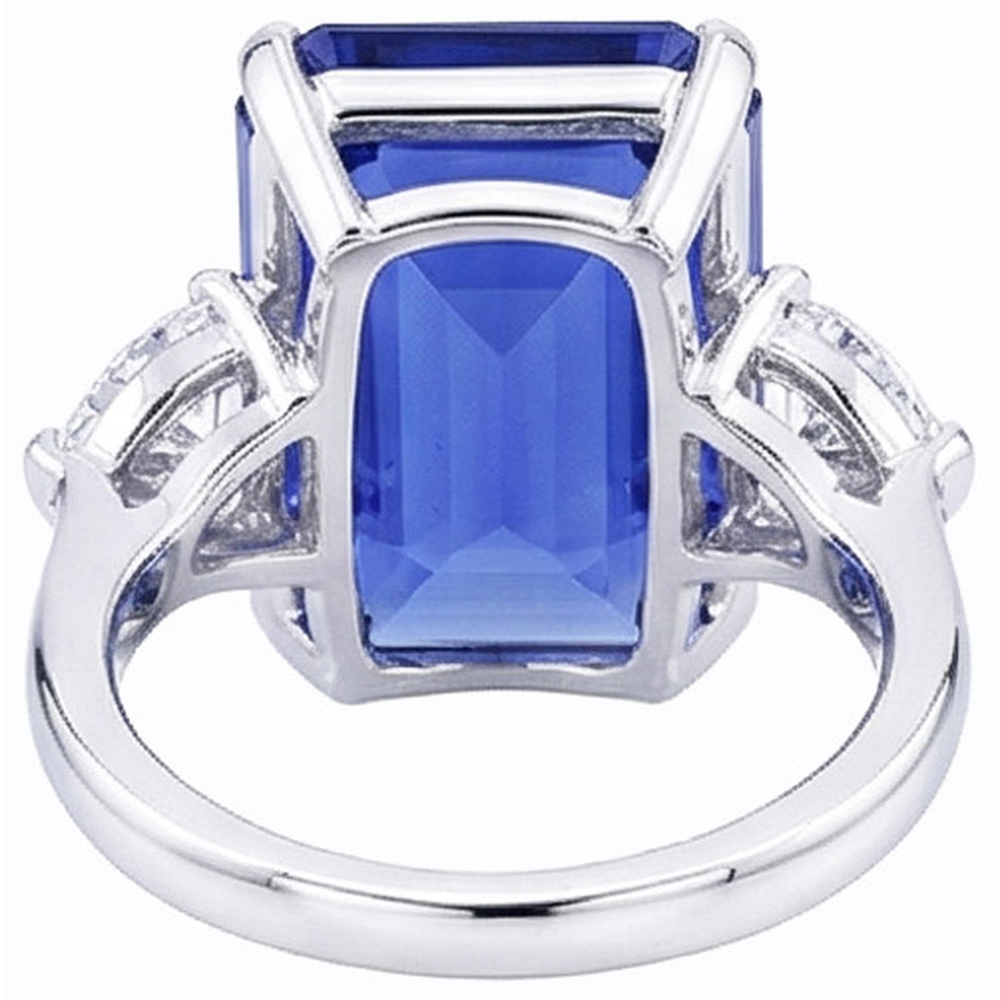 natural emerald sapphire 3.50ct ring profile view