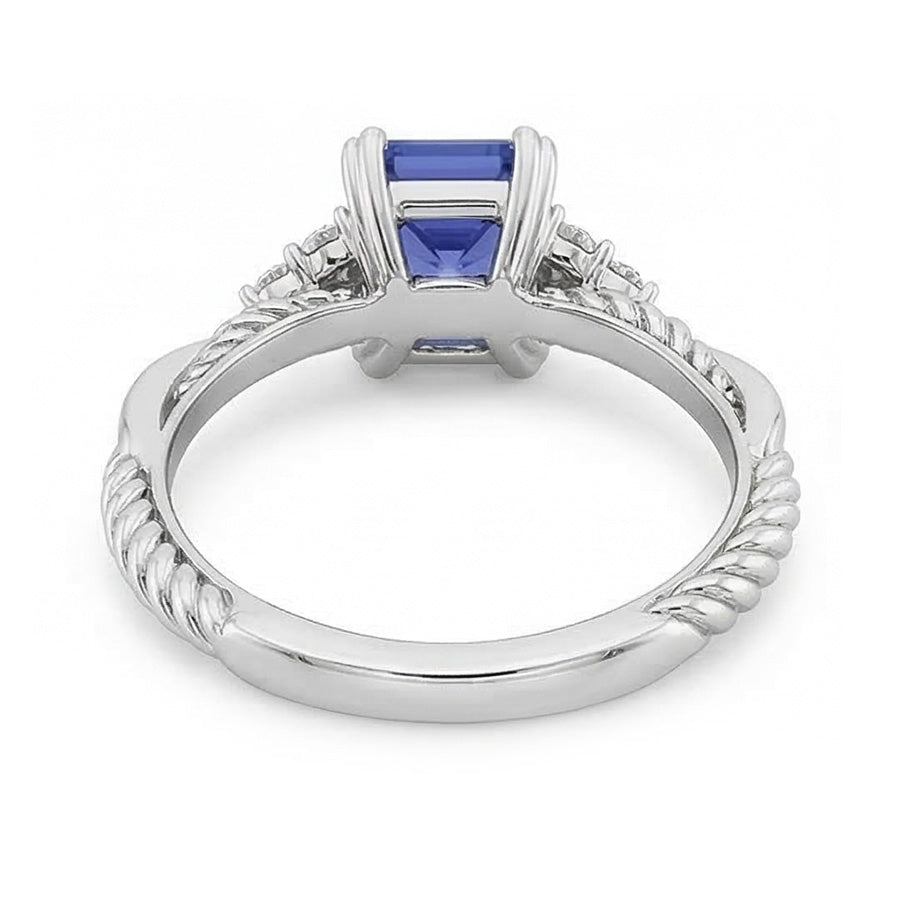 Natural Real ( Not Lab Grown ) Gemstone Jewelry Emerald Sapphire Ring Twisted Rope Style 2 Carats
