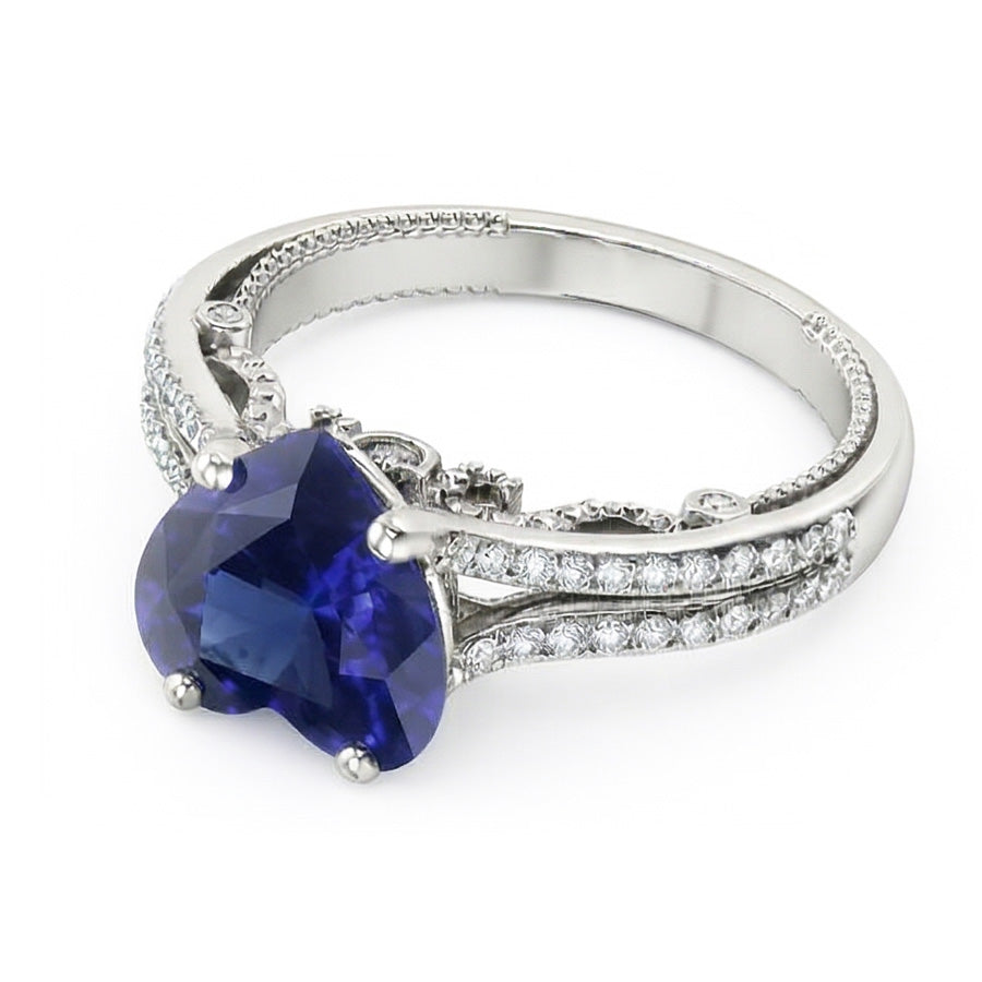 natural round sapphire 4.50ct ring profile view