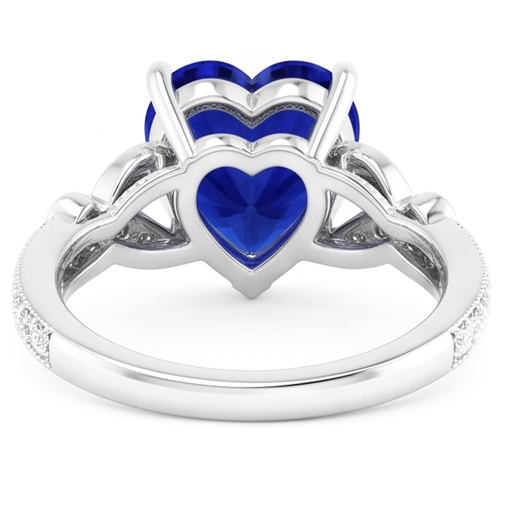 Natural Real ( Not Lab Grown ) Gemstone Ring Heart Cut Sri Lankan Sapphire Butterfly Style 3 Carats