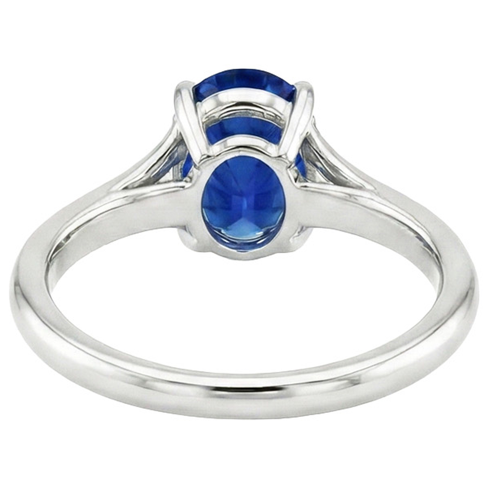 Natural Real ( Not Lab Grown ) Gold Solitaire Blue Sapphire Ring Prong Set Oval Split Shank 3 Carats