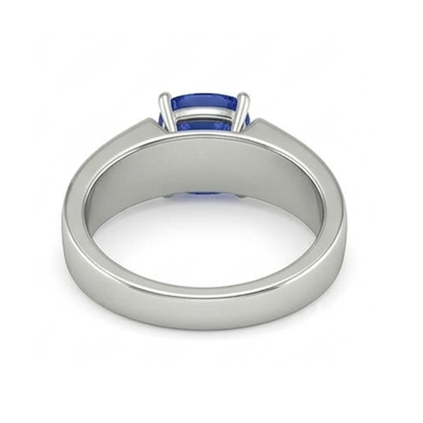 Natural Real ( Not Lab Grown ) Gold Solitaire Cushion Ceylon Sapphire Gents Ring 1.50 Ct Jewelry