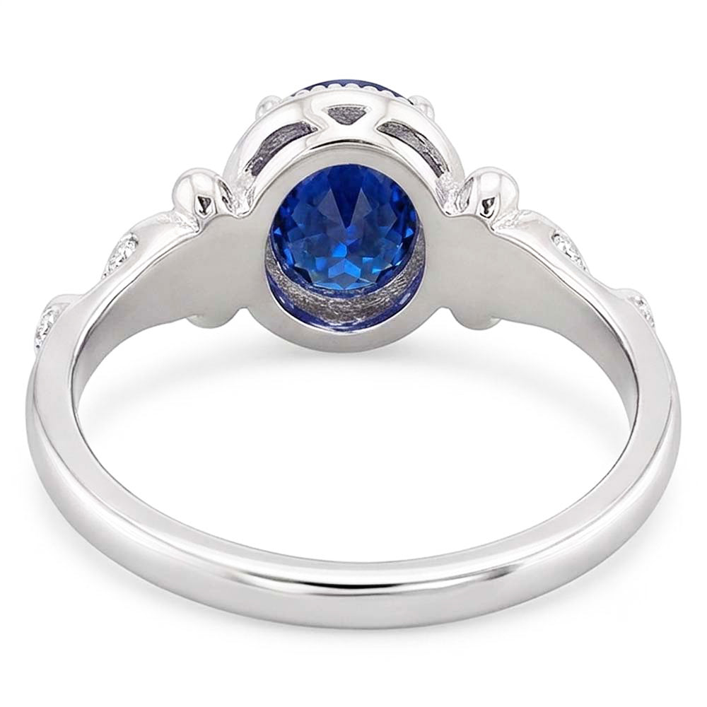 Natural Real ( Not Lab Grown ) Gold Solitaire Oval Blue Sapphire Ring Antique Style 2 Carats