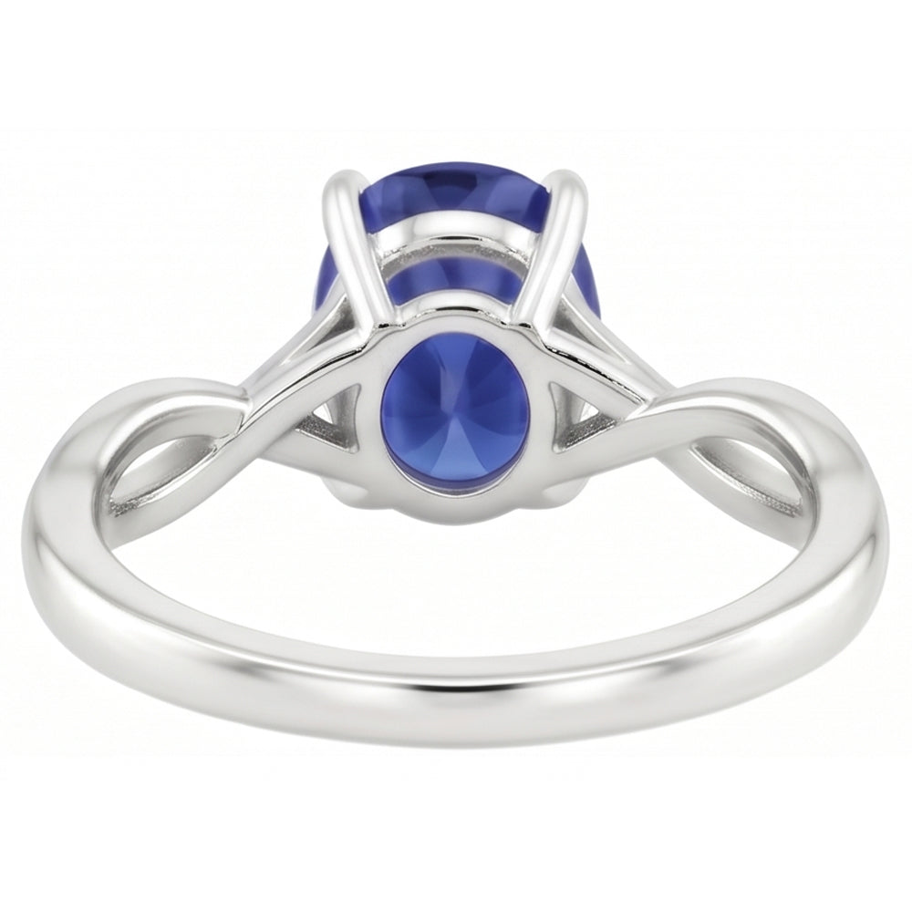 Natural Real ( Not Lab Grown ) Gold Solitaire Oval Ceylon Sapphire Ring 2.50 Carats Infinity Style