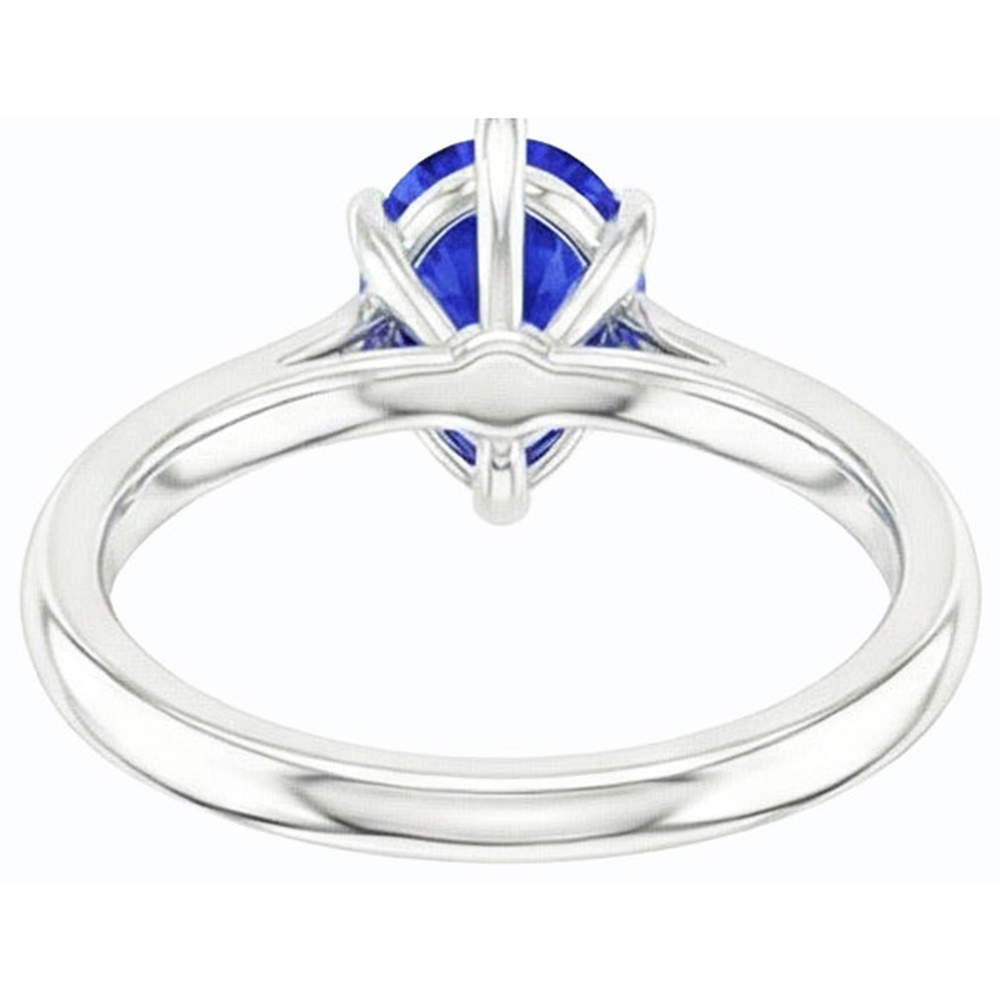 natural pear sapphire 1.50ct ring on white background