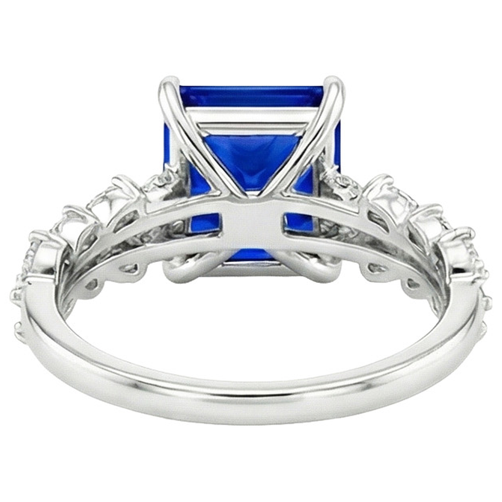 natural round sapphire 4ct ring on white background