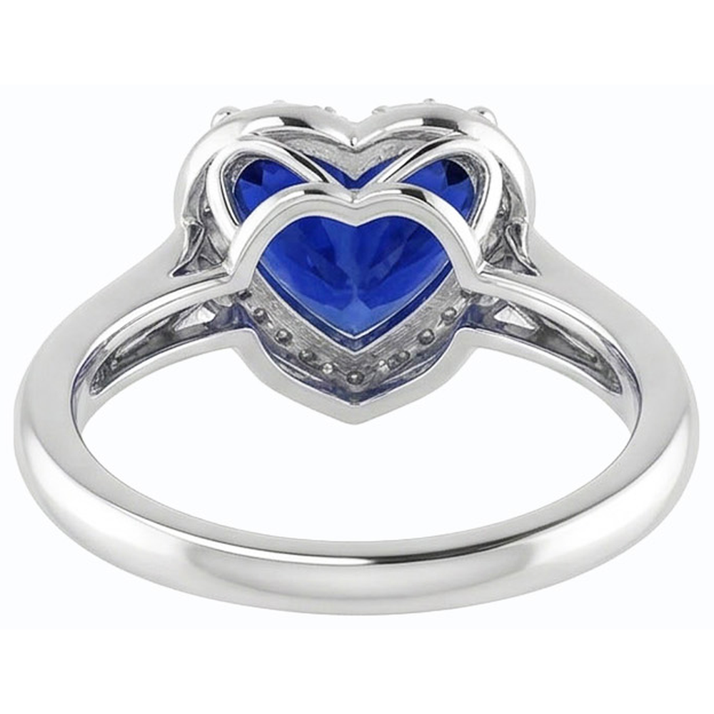 Natural Real ( Not Lab Grown ) Gold Solitaire Ring Heart Srilanka Sapphire 2.50 Carats Ladies Jewelry