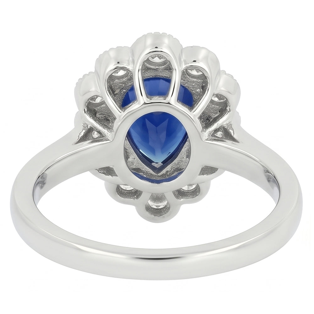 Natural Real ( Not Lab Grown ) Halo Anniversary Ring Antique Style Blue Sapphire Gemstone 3.50 Carats