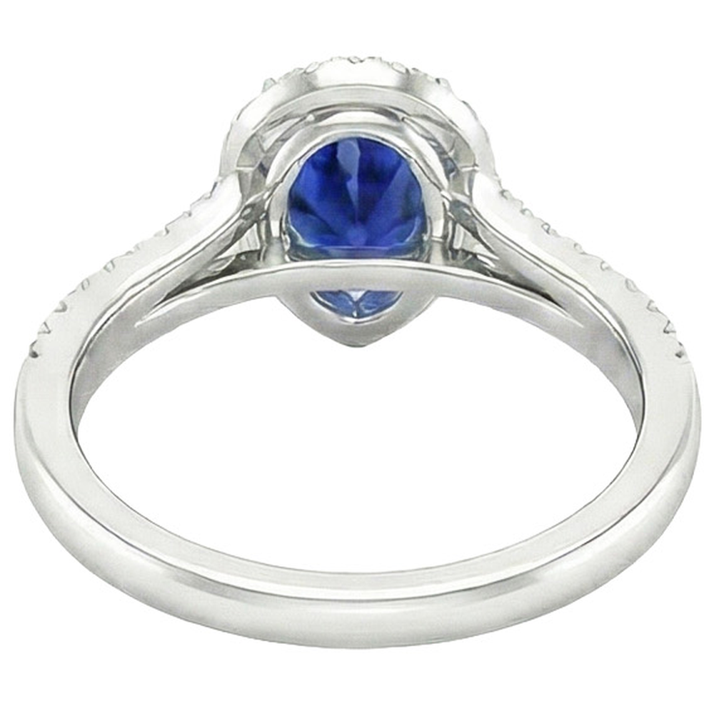Natural Real ( Not Lab Grown ) Halo Ceylon Blue Saphire Ring