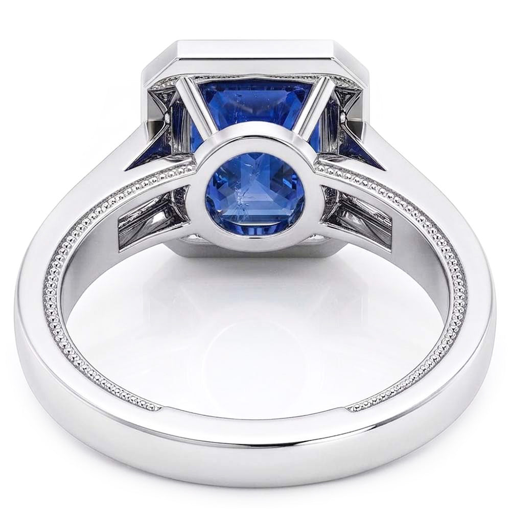 Natural Real ( Not Lab Grown ) Halo Emerald Blue Sapphire Engagement Ring 3.50 Carats Jewelry