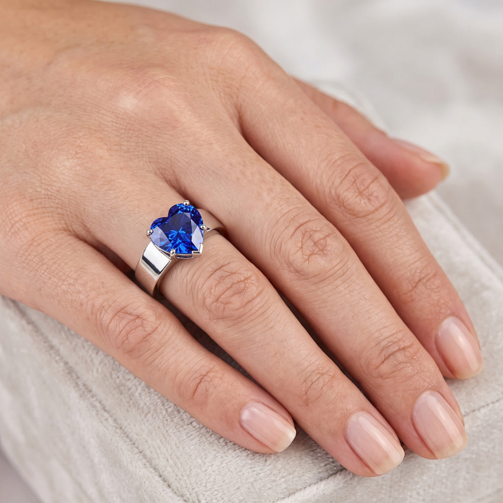 Natural Real ( Not Lab Grown ) Ladies Jewelry Solitaire Ring Heart Cut Sri Lankan Sapphire 2 Carats