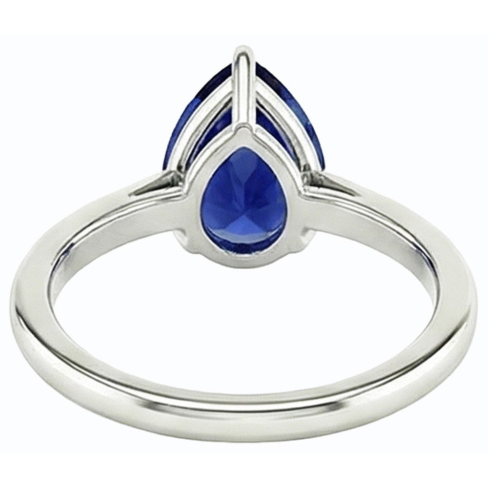 Natural Real ( Not Lab Grown ) Ladies Solitaire Wedding Ring Pear Cut Blue Sapphire 2.50 Carats
