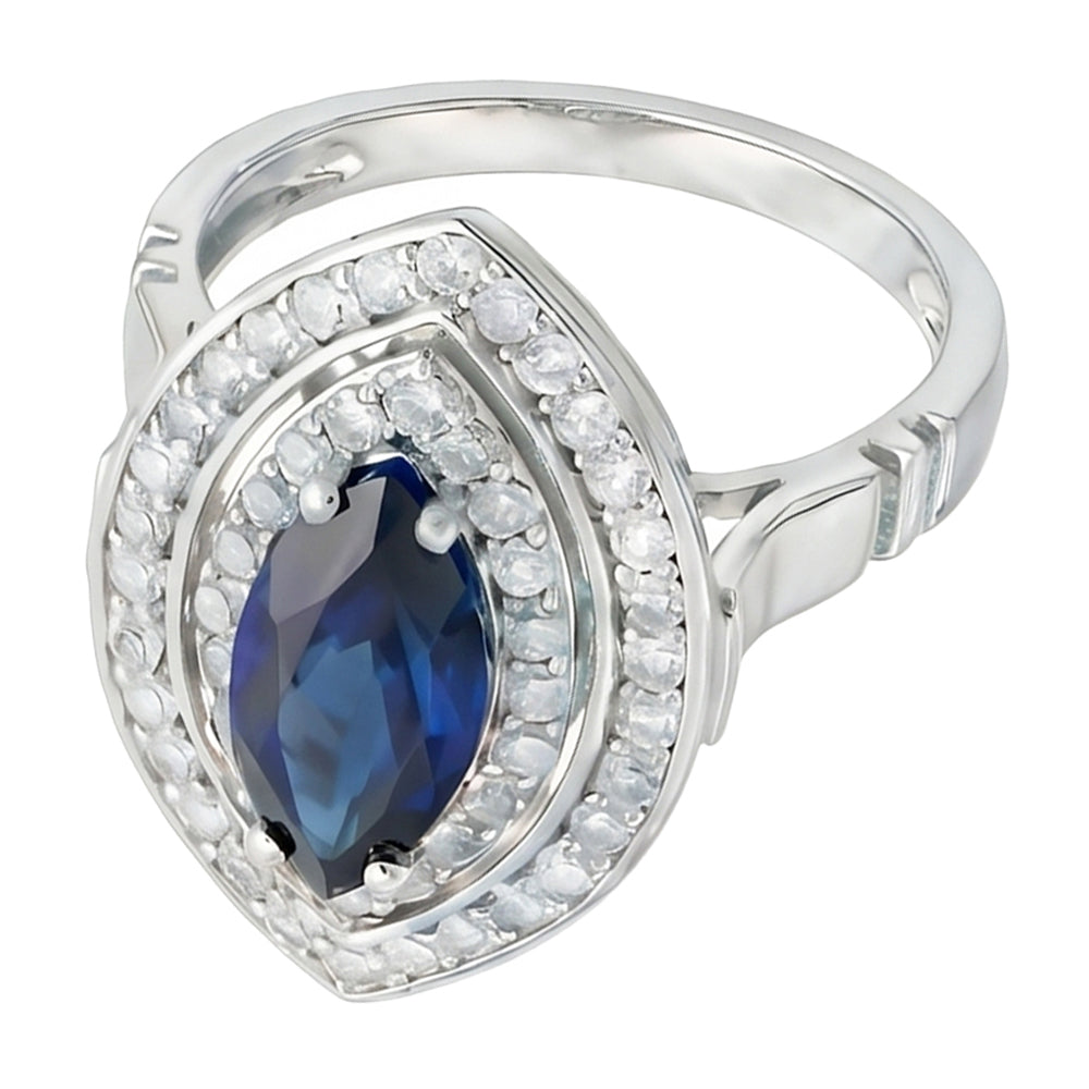 Natural Real ( Not Lab Grown ) Marquise Cut Sapphire 3ct Engagement Ring