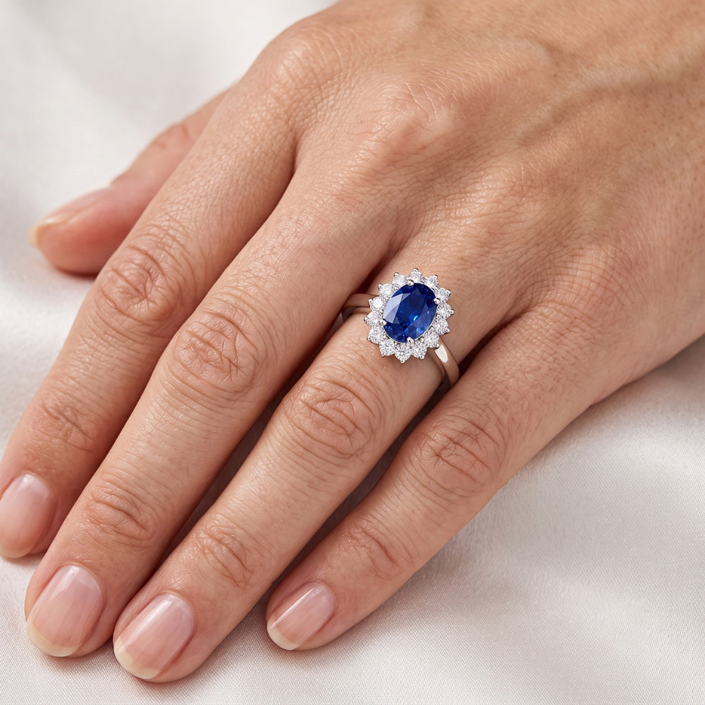 Natural Real ( Not Lab Grown ) Oval Cut Burmese Sapphire Ring