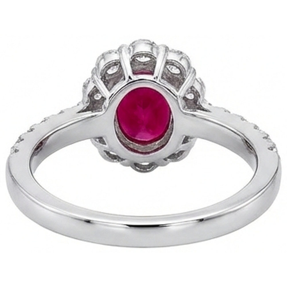 Natural Real ( Not Lab Grown ) Oval Ruby 3.50 Carats Wedding Ring Prong Set White Gold 14K