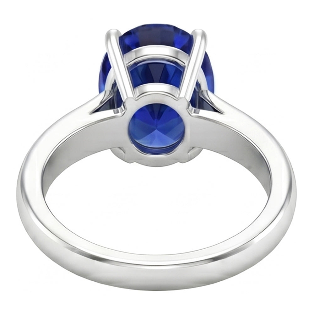 Natural Real ( Not Lab Grown ) Oval Sri Lanka Sapphire Solitaire Ring White Gold 14K 3.30 Carats
