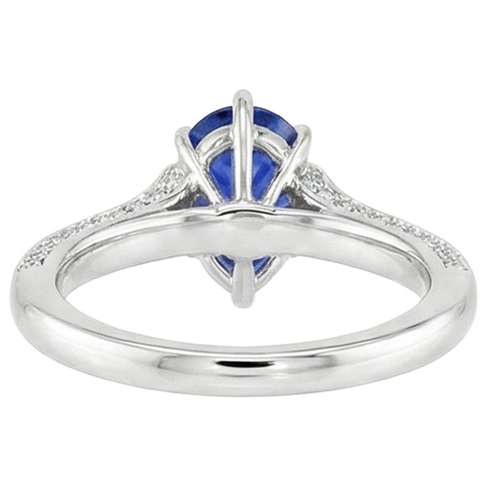 Natural Real ( Not Lab Grown ) Pear Blue Sapphire Engagement Ring Prong Set White Gold 4.50 Carats