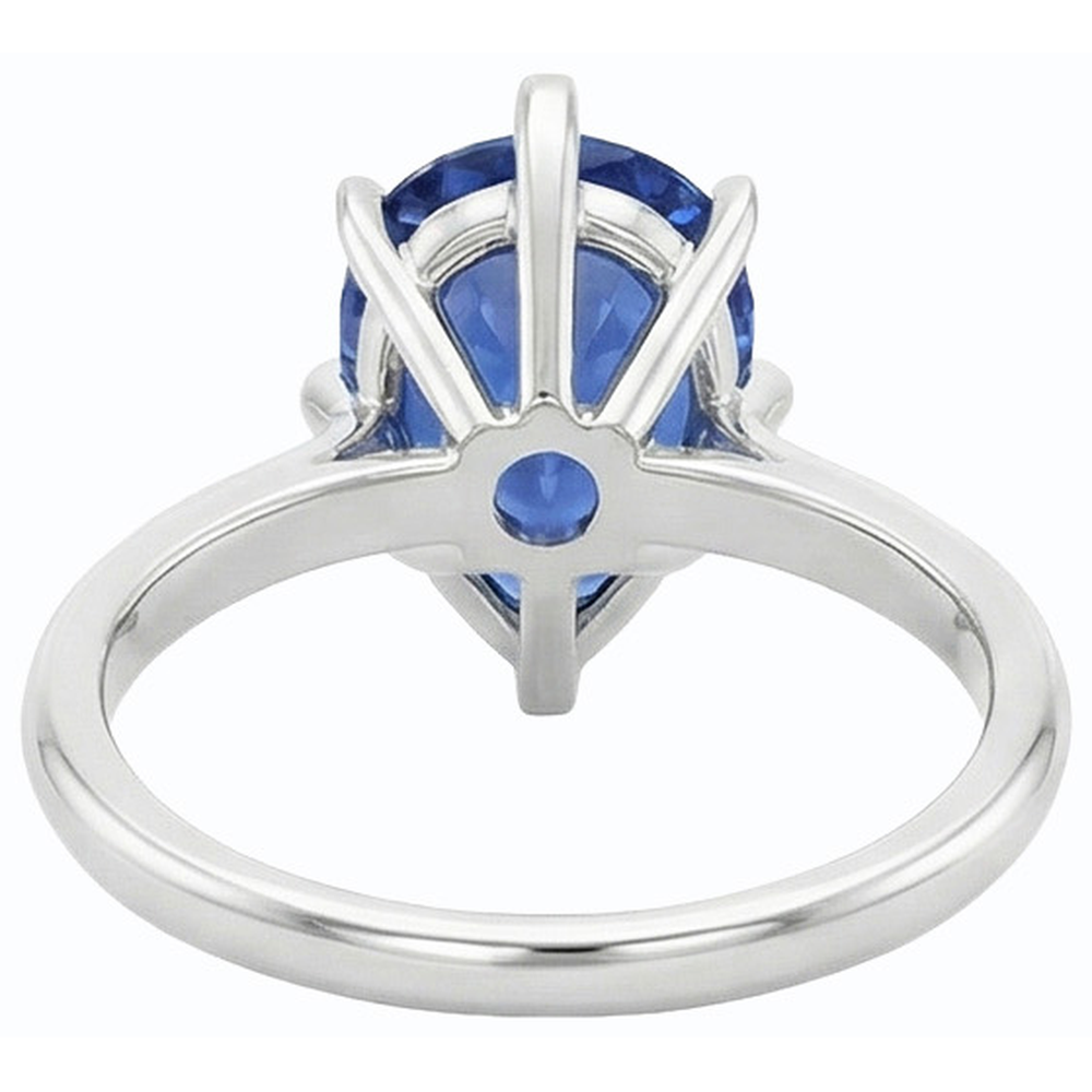 Natural Real ( Not Lab Grown ) Pear Gemstone Solitaire Ring Prong Set Blue Sapphire 2.50 Carats