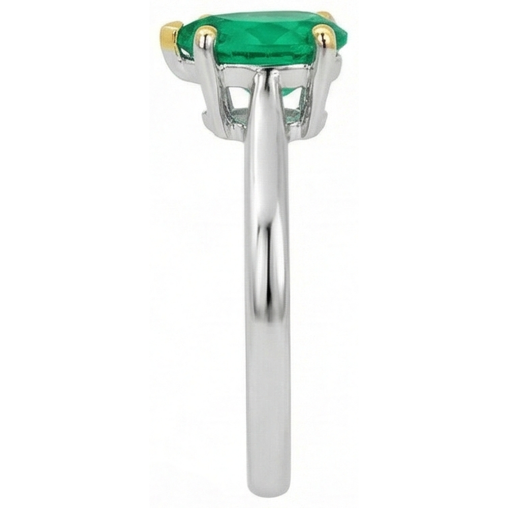 Natural Real ( Not Lab Grown ) Pear Shape Green Emerald GIA Solitaire Ring