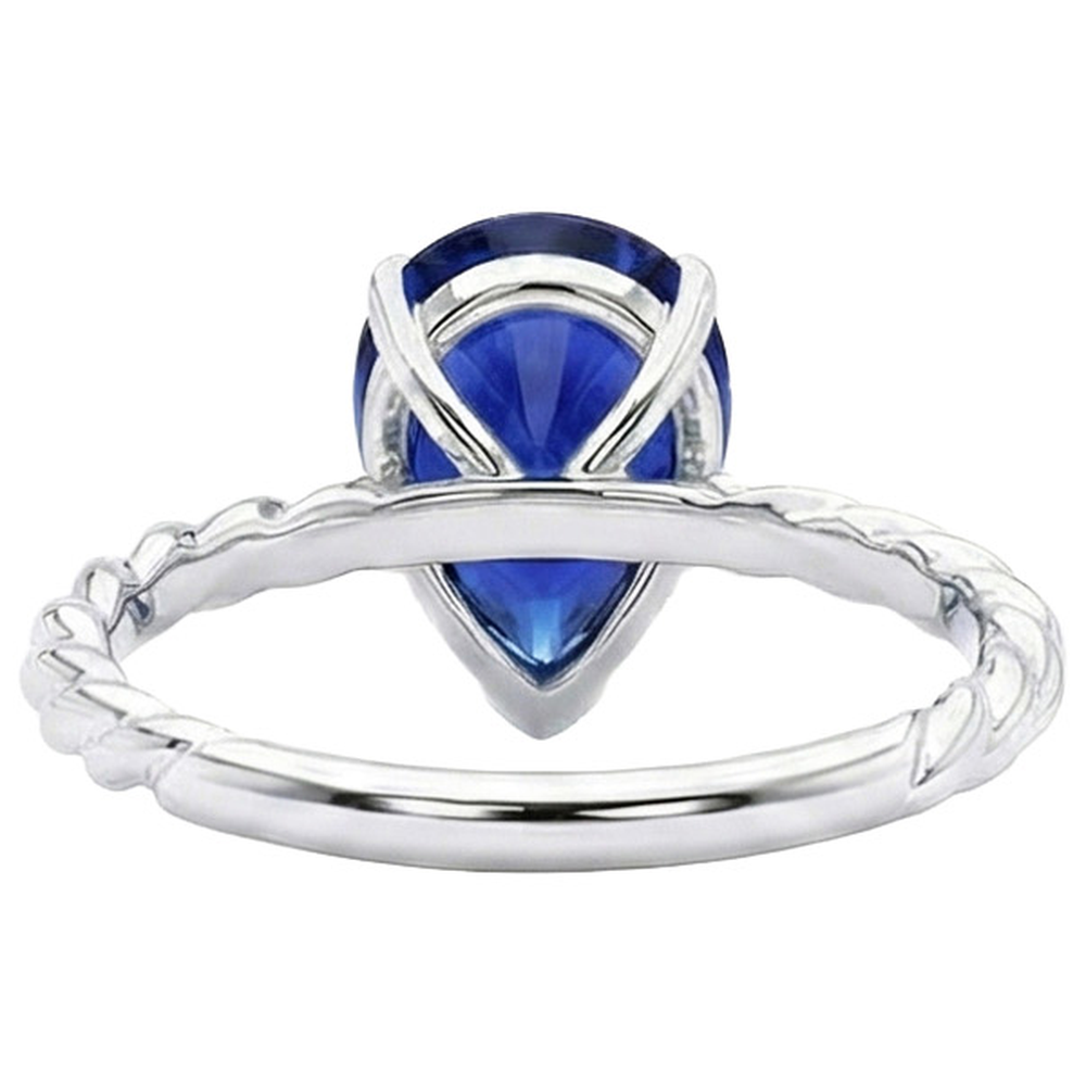 Natural Real ( Not Lab Grown ) Pear Solitaire Sri Lankan Sapphire Ring Twist Style Shank 2.50 Carats
