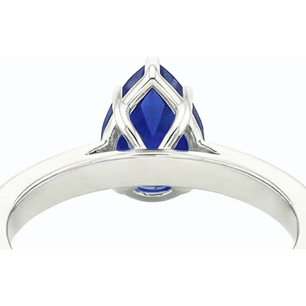 Natural Real ( Not Lab Grown ) Pear Solitaire Srilanka Sapphire Ring 2.50 Carats White Gold 14K