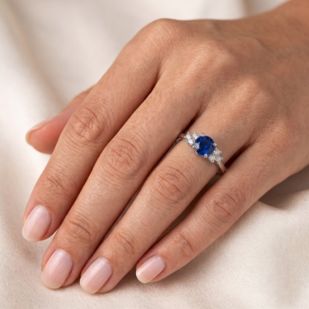 Natural Real ( Not Lab Grown ) Round Blue Sapphire Stone 1.50 Carats Engagement Ring