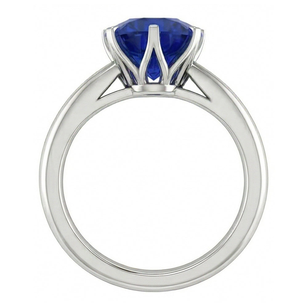 Natural Real ( Not Lab Grown ) Round Solitaire Sapphire Mens Ring 3 Carats White Gold Jewelry