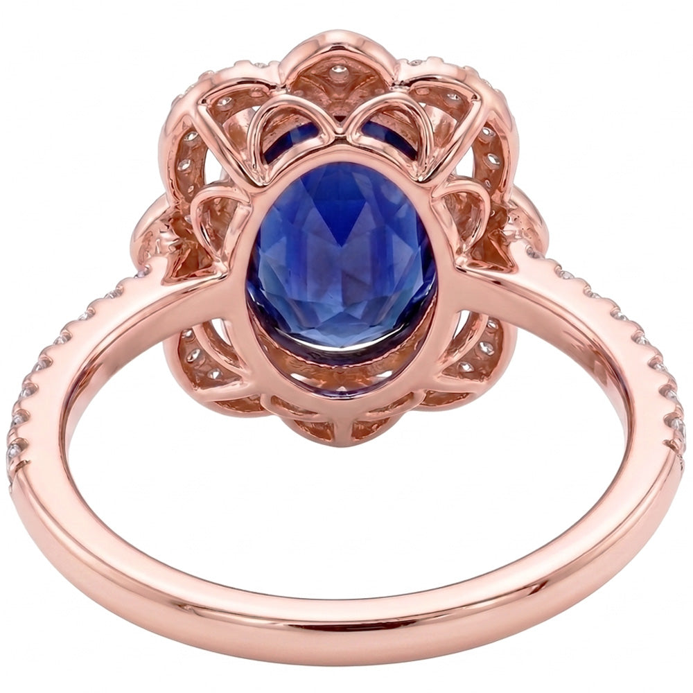 Natural Real ( Not Lab Grown ) Royal Blue Cornflower Sapphire Rose Gold Ring