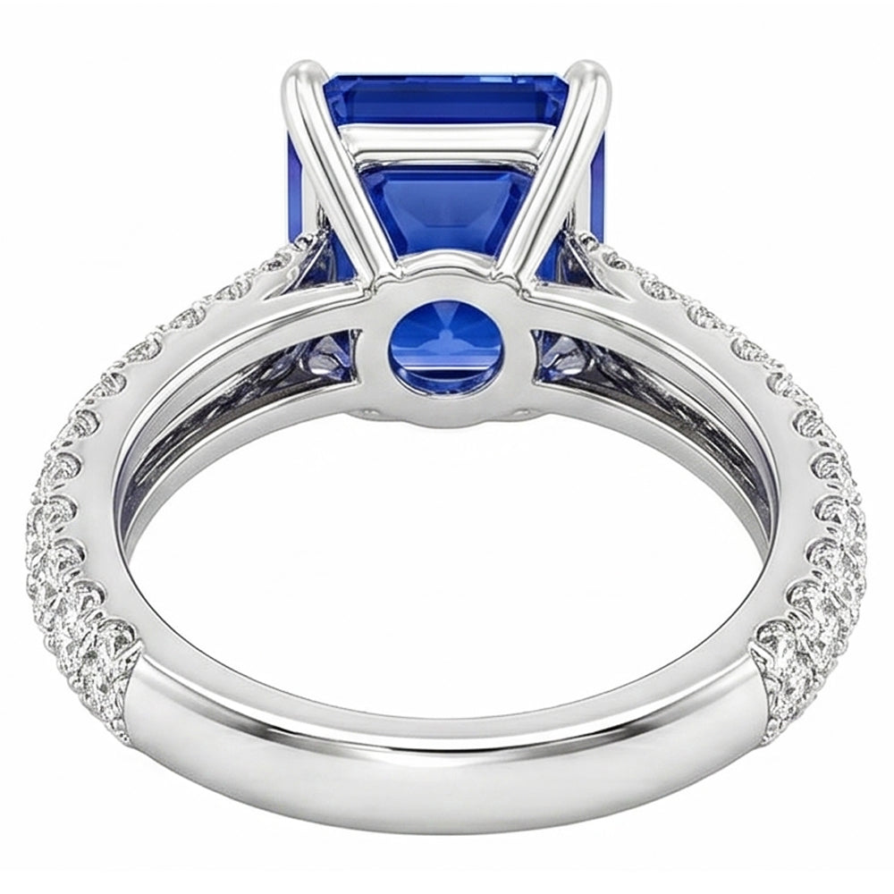 Natural Real ( Not Lab Grown ) Sapphire Jewelry Radiant Cut Gemstone Ring