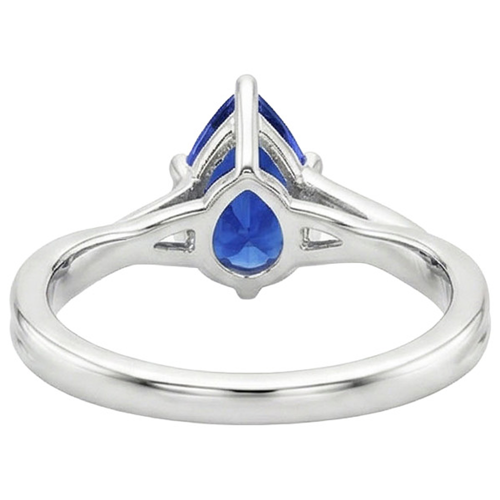 natural pear sapphire 3.50ct ring on white background