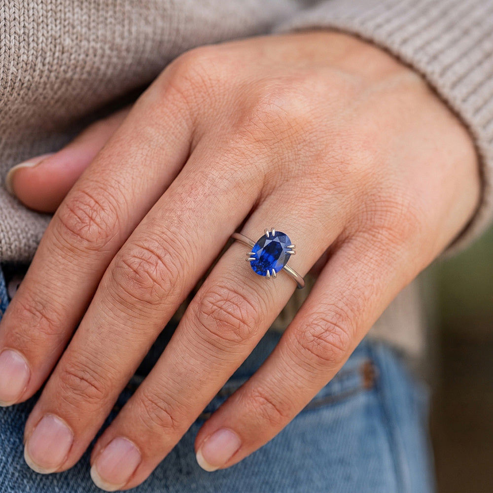 Natural Real ( Not Lab Grown ) Solitaire Anniversary Ring Prong Set Ceylon Sapphire 2.50 Carats