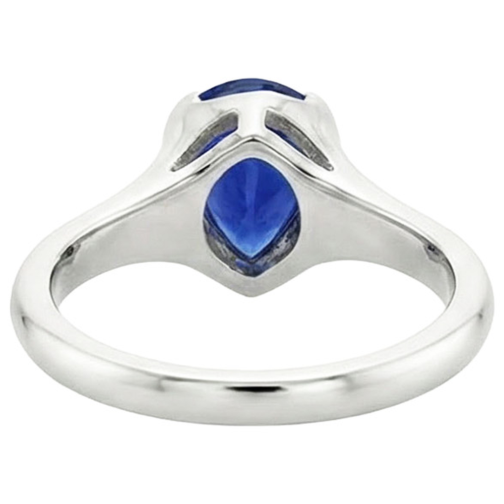 Natural Real ( Not Lab Grown ) Solitaire Ceylon Sapphire Anniversary Ring Bezel Set Pear 3 Carats
