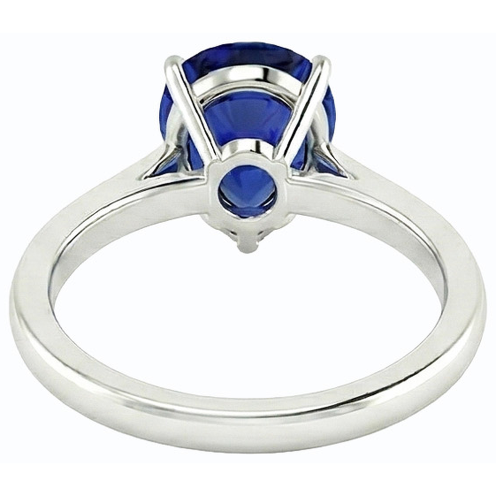 Natural Real ( Not Lab Grown ) Solitaire Deep Blue Sapphire Ring White Gold 14K Pear Cut 3 Carats